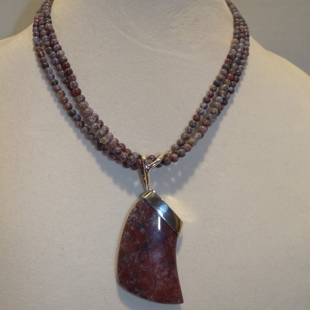 Jay King 18" 3-Strand Lepidolite Necklace/Pendant
